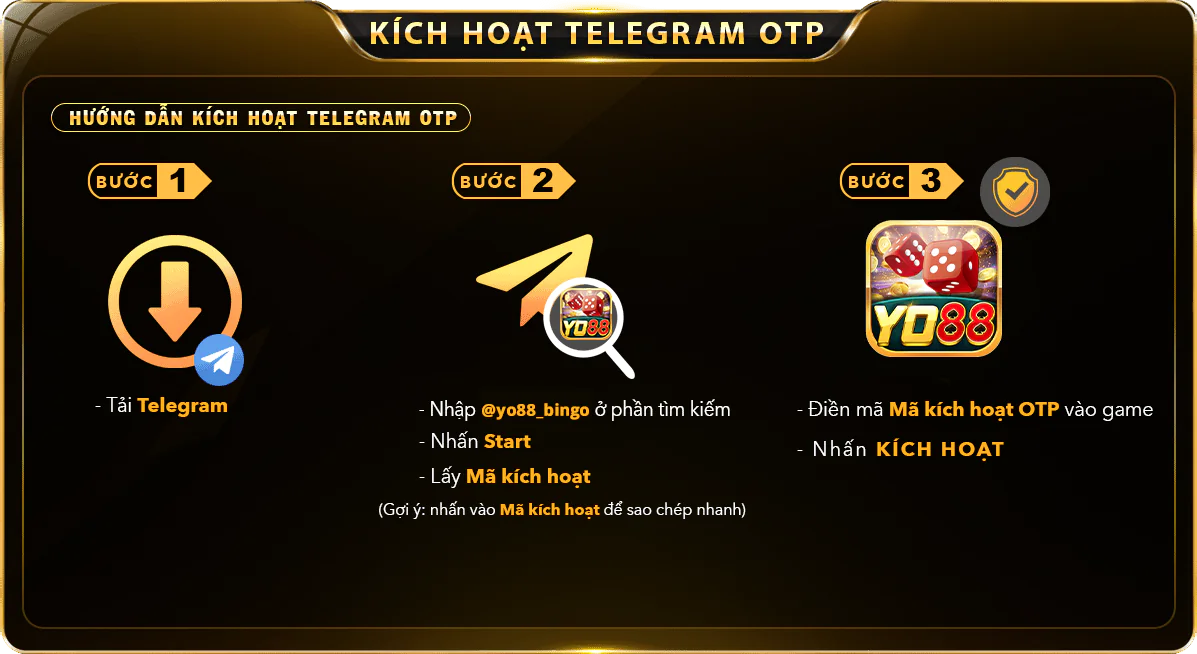 Hướng dẫn kích hoạt Telegram OTP YO88